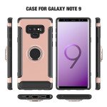 Wholesale Galaxy Note 9 360 Rotating Ring Stand Hybrid Case with Metal Plate (Rose Gold)